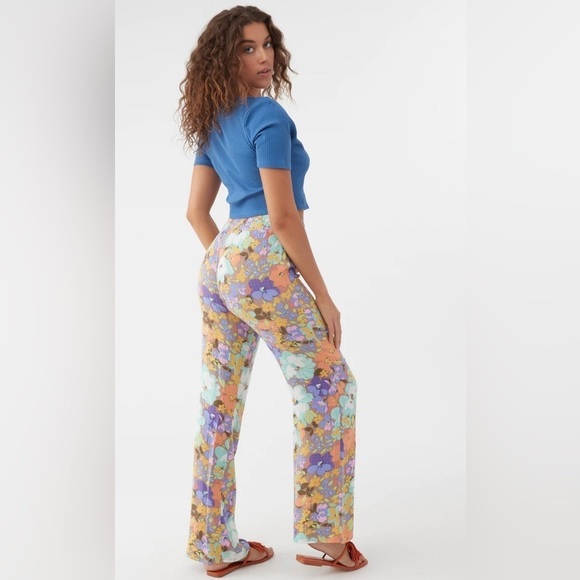 🔆O’Neill🔆 JOHNNY SAMI FLORAL BEACH PANTS WIDE LEG Elastic waist vacation - Picture 10 of 14